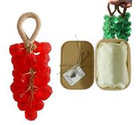 Personalized Original Handmade Crystal Grape Soap, Grape Soap DIY Kit on a Rope, Realistic Grapes Bunch Soaps Fragrance Cleaning for Bath & Gifts (Red(Rose Flavor),1)