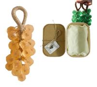 Personalized Original Handmade Crystal Grape Soap, Grape Soap DIY Kit on a Rope, Realistic Grapes Bunch Soaps Fragrance Cleaning for Bath & Gifts (Yellow(Osmanthus Flavor),1)