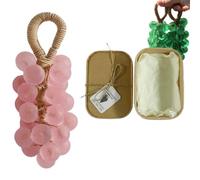 Personalized Original Handmade Crystal Grape Soap, Grape Soap DIY Kit on a Rope, Realistic Grapes Bunch Soaps Fragrance Cleaning for Bath & Gifts (Pink(Peach Flavor),1)