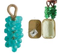 Personalized Original Handmade Crystal Grape Soap, Grape Soap DIY Kit on a Rope, Realistic Grapes Bunch Soaps Fragrance Cleaning for Bath & Gifts (Royal Blue(Tee Tree Flavor),1)