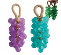 Personalized Original Handmade Crystal Grape Soap, Grape Soap DIY Kit on a Rope, Realistic Grapes Bunch Soaps Fragrance Cleaning for Bath & Gifts (Purple+Blue,1)