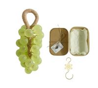 Personalized Original Handmade Crystal Grape Soap, Soap On a Rope for Men & Women, Natural Fruit Shaped Bath Bar for Washing Hands and Fresh Air (Green Tea 1)