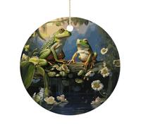 Personalized Ornaments for Xmas Tree, Many Frogs Sing on The Branches Hanging Ornament for Winter Holiday Indoor Decor, Custom Picture Ceramic Christmas Ornament, Christmas Decorations