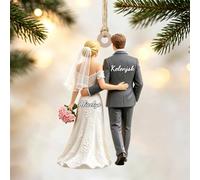 Personalized Our 1st Christmas Married Ornaments, Custom Name & Year Bride and Groom Christmas Ornaments, Mr and Mrs Wedding Acrylic Ornament, Wedding Bridal Shower Gifts for Newlywed Couples,32
