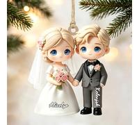 Personalized Our 1st Christmas Married Ornaments, Custom Name & Year Bride and Groom Christmas Ornaments, Mr and Mrs Wedding Acrylic Ornament, Wedding Bridal Shower Gifts for Newlywed Couples,33