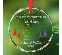 Personalized Our First Christmas Together Glass Keepsake, Lesbian Gay Pride LGBT Ornament Christmas 2025, 1st Xmas Together Ornament Gifts for Couple LGBT, Custom Names Rainbow Pride Glass Ornaments