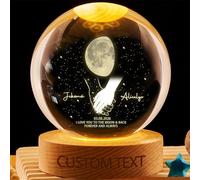 Personalized Our Moon Phase Crystal Ball Light Custom Couple Lunar Print Art Night Light Moon Phase Crystal Ball LED Lamp with Special Day Love Gift for Her Him Anniversary Valentine's Day,03