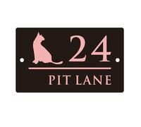 Personalized Outdoor House Numbers Plate Cat House Sign Customized 3D Door Sign Modern Acrylic House Number Plaque Laser Cut Home Number Gift (Black Rose,30x18cm)