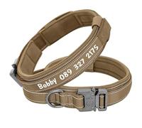 Personalized Outdoor Reflective Dog Training Hunting Collar Military Tactical Sheepdog Labrador Collar With Handle,Khaki,XL