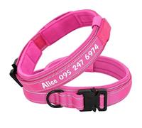 Personalized Outdoor Reflective Dog Training Hunting Collar Military Tactical Sheepdog Labrador Collar With Handle,Rose,XL