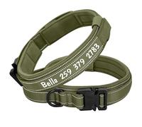Personalized Outdoor Reflective Dog Training Hunting Collar Military Tactical Sheepdog Labrador Collar With Handle,Green,M