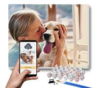 Personalized Paint by Numbers Kit for Adults Beginners, Acrylic Painting Oil Painting Canvas, Customized DIY Paint by Numbers Set for Art Crafts Gift Pets Lover Family (No Frame, 8x8inch/20x20cm New)