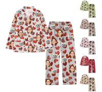 Personalized Pajamas with Faces for Men Women, Matching Pajamas for Couples and Family, Custom Photo Christmas Pjs Gift
