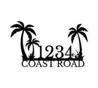 Personalized Palm Tree House Number Sign, Custom Modern Address Plaque, Tropical Door Sign, Beach House Numbers, Weatherproof Metal Street Decor (Style-4)