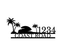Personalized Palm Tree House Number Sign, Custom Modern Address Plaque, Tropical Door Sign, Beach House Numbers, Weatherproof Metal Street Decor (Style-3)