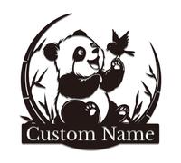 Personalized Panda Metal Sign - Custom Nursery Wall Art, Bamboo-Themed Decor, Kids Room Name Plaque, Durable Animal Lover Gift for Home or Garden (Style-3)