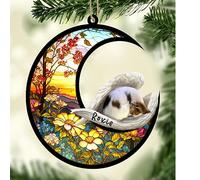 Personalized Papillon Dog Memorial Suncatcher, Papillon Christmas Ornament with Name, Pet Loss Catcher, Gifts for Dog Lovers Loss of Dog, Papillon Sleep on Haven