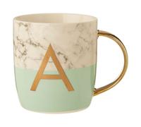 Personalized Pastel Green A Letter Monogram Mug, Stylish Coffee Mug For Kitchen, Durable Mug For Breakfast