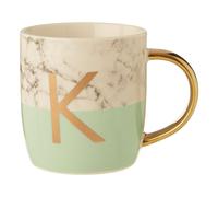 Personalized Pastel Green K Letter Monogram Mug, Stylish Coffee Mug For Kitchen, Durable Mug For Breakfast