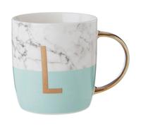 Personalized Pastel Green L Letter Monogram Mug, Stylish Coffee Mug For Kitchen, Durable Mug For Breakfast Premier Housewares Green One Size