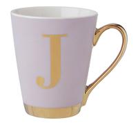 Personalized Pastel Pink Frosted Deco J Letter Monogram Mug, Stylish Coffee Mug, Durable Mug For Breakfast Premier Housewares Pink One Size