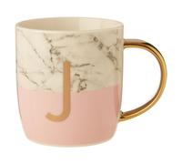 Personalized Pastel Pink J Letter Monogram Mug, Stylish Coffee Mug For Kitchen, Durable Mug For Breakfast