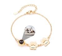 Personalized Paw Print Bracelet, Custom Bracelet with Picture inside, Engraved Name Dog Cat Paw Photo Pendant, 925 Sterling Silver Pet Memorial Jewelry for Pet Lover Mothers Day Gift