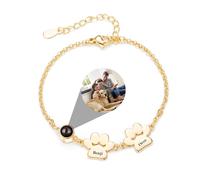Personalized Paw Print Bracelet, Custom Dog Paw Bracelet with Picture inside, Engraved Name Dog Cat Photo Pendant 925 Sterling Silver Pet Memorial Jewelry for Pet Lover Mothers Day Gift