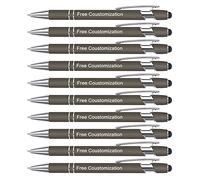 Personalized Pens with Stylus Tip - FREE PERSONALIZATION - Customized Stylus Ballpoint Pens with Your Name,Text,Message for Business,Graduation,Anniversaries-Custom Pens 10 Packs (Brown)