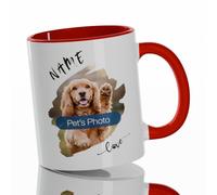 Personalized Pet Coffee Mug - Custom Dog Photo & Name Mug - 11 oz Ceramic Gift for Dog Lovers, Dishwasher & Microwave Safe (Red)