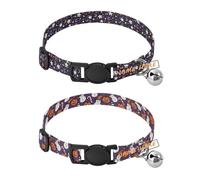 Personalized Pet Collar Dog Adjustable personalizable Male Dog Collars 2 Packs Starry Halloween Black Colorful Spooky Season Snowman Halloween