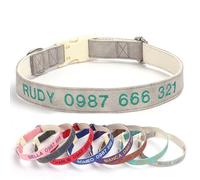 Personalized Pet Collar - Strong Nylon Webbing + Embroidery - Choose Color Secure Buckle, Soft Lining(G,XS)