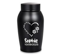Personalized Pet Cremation Urn - “You Left Paw Prints on My Heart” Engraved Stainless Steel Memorial for Dog or Cat Ashes,Medium