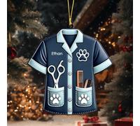 Personalized Pet Groomer Uniform Christmas Acrylic Ornament, Custom Dog Lovers Christmas Ornament Dog Groomer Pendant Thank You Appreciation Best Dogs Groomers Ever Xmas Party Gift
