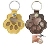 Personalized Pet Hair Keepsake Box for Dog, Pets Hair Storage Pouch Fur Memorial Keyring for Pet Commemorative,Dog Cat Paw Shape Leather Keychain Pendant
