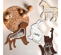 Personalized Pet Hair Keepsake Box Wooden Pet Fur Gifts for Dog Cat Horse Rabbit Unique Shape Standable Tabletop Decor Pet Memorial Gift for Dog Lover Friends Storing Hair Teeth Ashes (Wood,Horse)