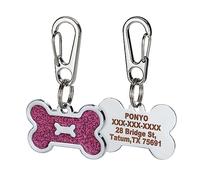 Personalized Pet ID Tags - Custom Engraved Dog Tag with Name & Number - Zinc Alloy Dog Collar Tag.(Hot Pink)