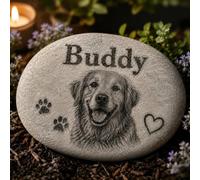 Personalized Pet Memorial Garden Stones, Custom Natural Rock Pet Memorial Stone with Name, Pet Loss Gift, Temporary Grave Marker, Dog or Cat Headstone, Dog Memorial Gift for Loss of Dog (Style 03)