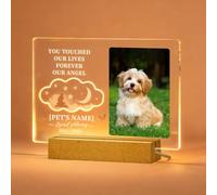Personalized Pet Memorial Gifts for Loss of Dog or Cat ,Custom Engraved Night Light with Photo Frame,Sympathy Plaque for Bereaved Pet Owners,Honor Beloved Dogs in Home or Office Remembrance Ceremonies