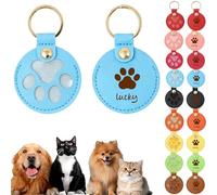 Personalized Pet Memorial Keychain - Dog Cat Hair Keepsake with Paw Print, Custom Name Engraved Leather Keyring for Pet Loss, Sympathy Gift & Portable Memory Box (Sky Blue)