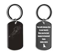 Personalized Pet Memorial Keychain Dog Memorial Gifts Loss of Pet Keychain at Sympathy Keyring Dog Remembrance Keychain Pet Bereavement Gifts (Black)