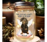 Personalized Pet Memorial Mason Jar Light - Custom Photo Dog/Cat Sympathy Gift, LED Jar Lamp for Loss of Pet Remembrance, Perfect Christmas Bereavement Present (Version 5)