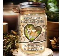 Personalized Pet Memorial Mason Jar Light - Custom Photo Dog/Cat Sympathy Gift, LED Jar Lamp for Loss of Pet Remembrance, Perfect Christmas Bereavement Present (Version 6)