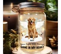 Personalized Pet Memorial Mason Jar Light - Custom Photo Dog/Cat Sympathy Gift, LED Jar Lamp for Loss of Pet Remembrance, Perfect Christmas Bereavement Present (Version 1)