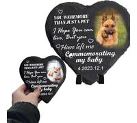 Personalized Pet Memorial Plaque Stone Custom with Photo Text Name Engraved Cat Dog Memorial Gravestone Gift for Lost A Loved Pet or Dog Cat Garden Outdoor Grave Marker (C 7.84IN)