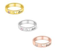 Personalized Pet Memorial Ring with Engraved Name 925 Sterling Silver Paw Print Birthstone Rings Pet Lovers remembrance Memorial Jewelry Gift For Women Friend Sister With Box Mother's Day Jewelry Gift