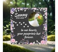 Personalized Pet Memorial Stone,Custom Engraved with Photo and Text,Sympathy Gifts for Loss of Dog/Cat/Pet,Weatherproof Memorial Stone for Outdoors/Indoors (Duck Tombstone A20)