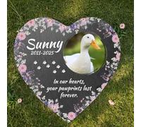 Personalized Pet Memorial Stone,Custom Engraved with Photo and Text,Sympathy Gifts for Loss of Dog/Cat/Pet,Weatherproof Memorial Stone for Outdoors/Indoors (Duck Tombstone A19)