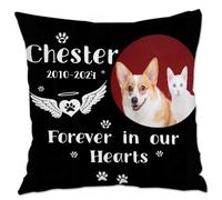 Personalized Pet Memorial Throw Pillow with Photo, Dog Memrial Gifts for Loss of Dog,Memorial Pillow Pet Loss Sympathy Gift Dog Bereavement Gifts - Forever in Our Heart