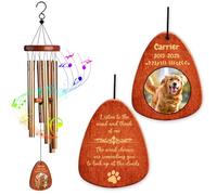 Personalized Pet Memorial Wind Chimes for Outdoor & Indoor, Pet | Dog Memorial Gifts for Garden, Wind Chimes with Text Photo